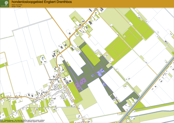 Kaart losloopgebied Engbert Drenthbos / Westerwolde in Vriescheloo